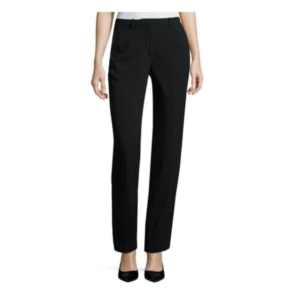 Theory Black Jacquard Geometric Textured Straight Leg Trousers Pants Size 2 - Picture 2 of 10